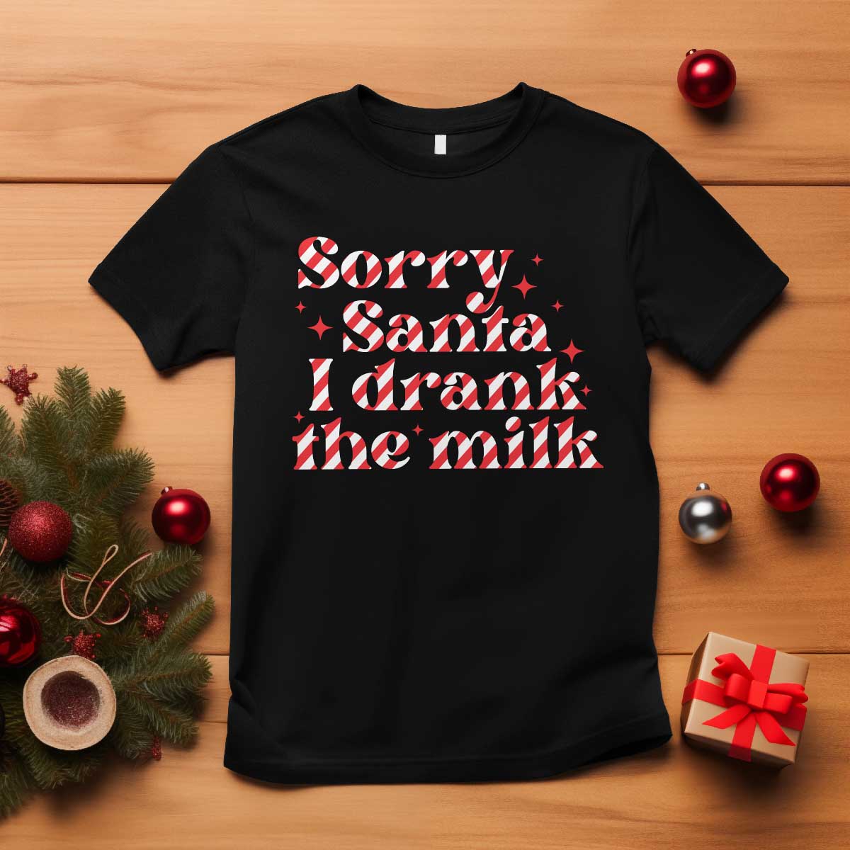 Christmas Baby T Shirt Sorry Santa I Drank The Milk Candy Cane - Wonder Print Shop