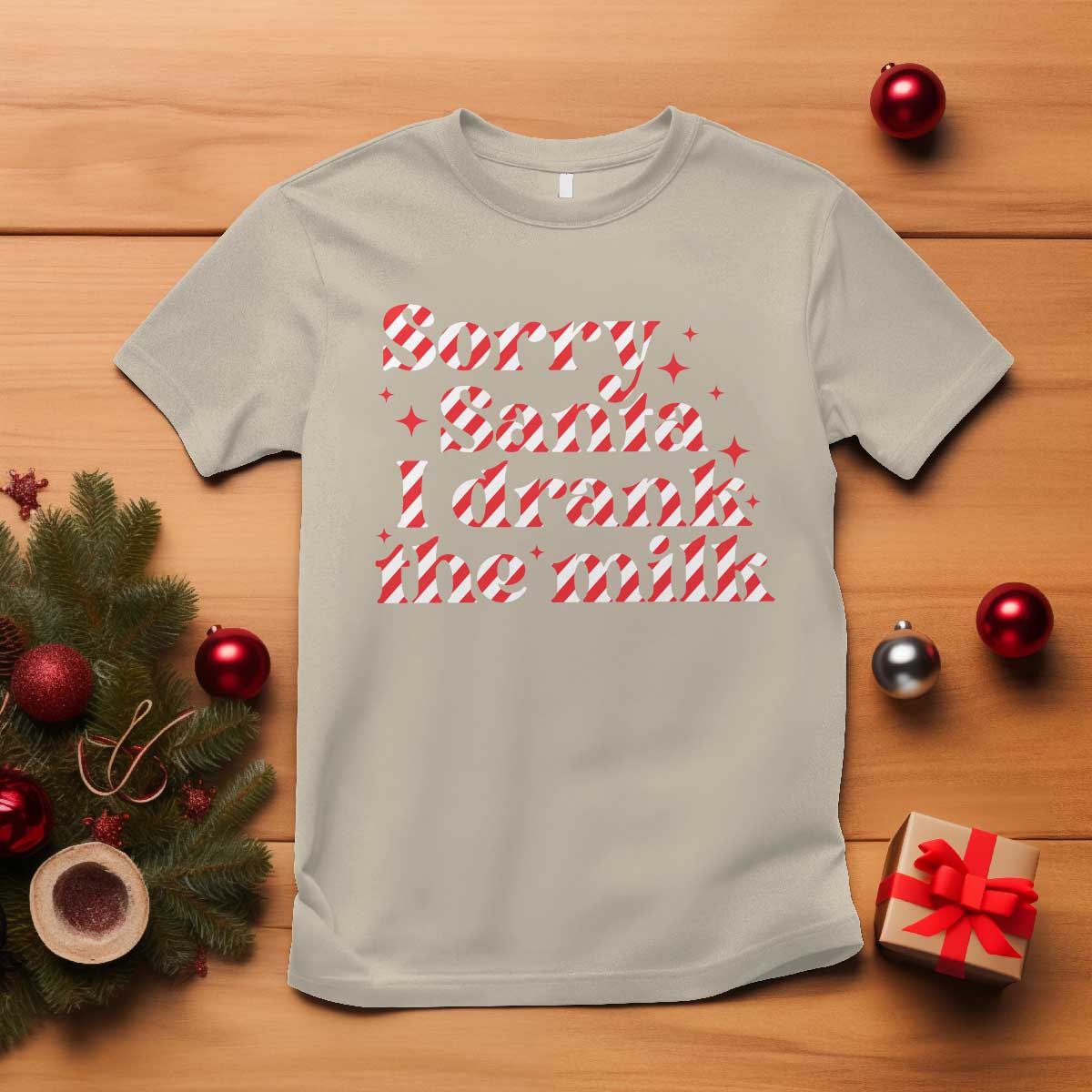 Christmas Baby T Shirt Sorry Santa I Drank The Milk Candy Cane - Wonder Print Shop