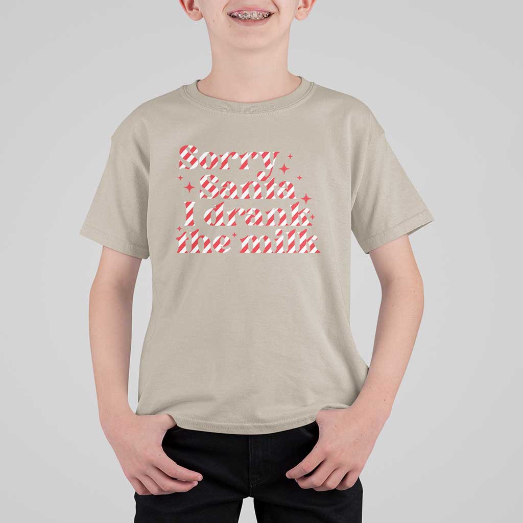 Christmas Baby T Shirt For Kid Sorry Santa I Drank The Milk Candy Cane - Wonder Print Shop