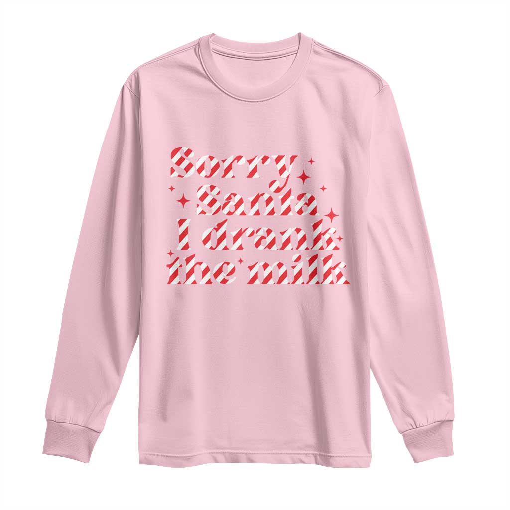 Christmas Baby Long Sleeve Shirt Sorry Santa I Drank The Milk Candy Cane