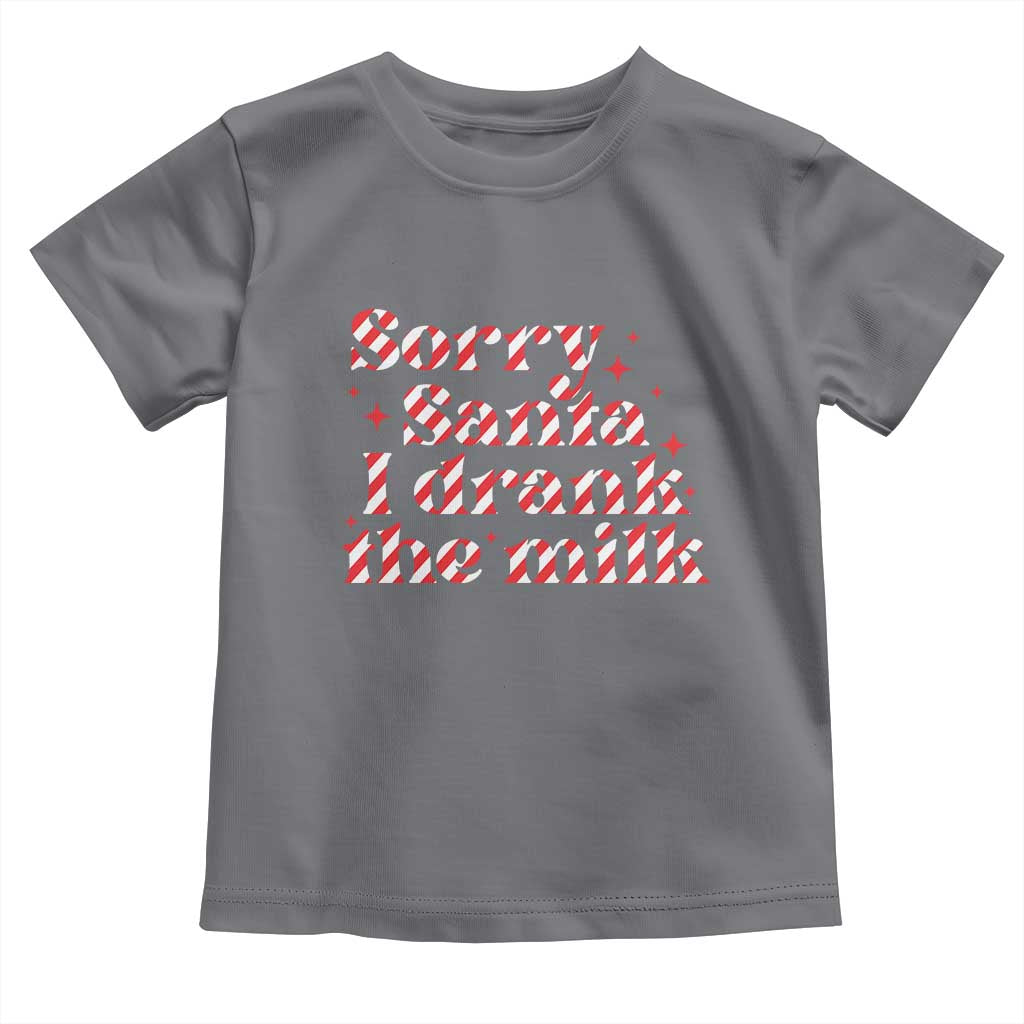 Christmas Baby Toddler T Shirt Sorry Santa I Drank The Milk Candy Cane