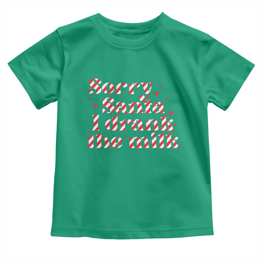 Christmas Baby Toddler T Shirt Sorry Santa I Drank The Milk Candy Cane