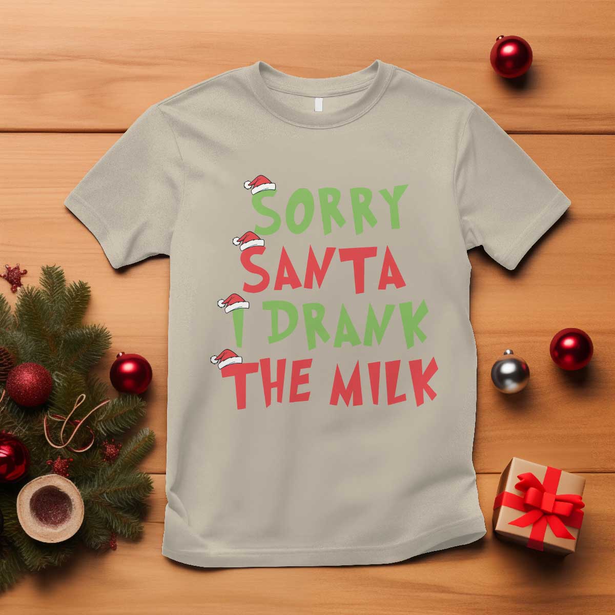 Christmas Baby T Shirt Sorry Santa I Drank The Milk Santa Hat - Wonder Print Shop
