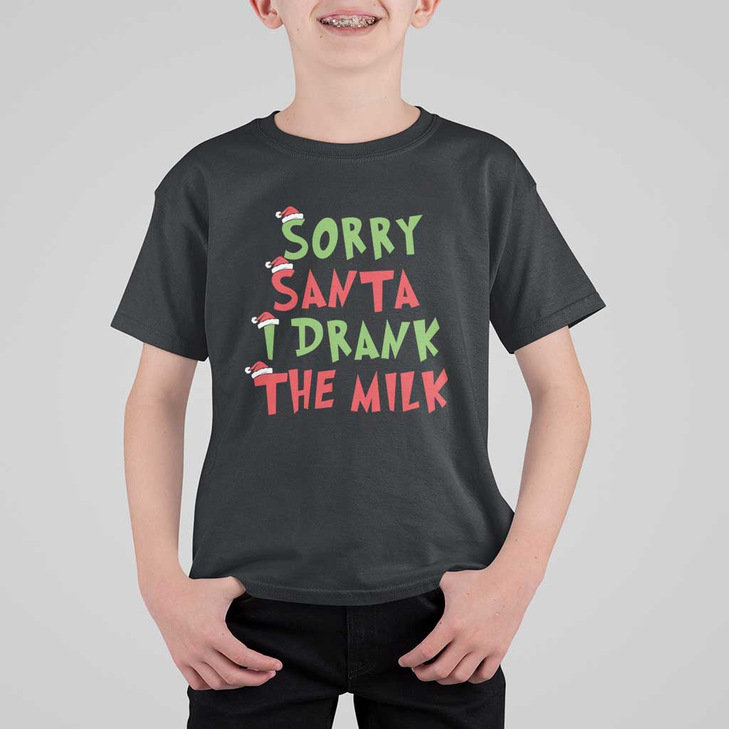 Christmas Baby T Shirt For Kid Sorry Santa I Drank The Milk Santa Hat - Wonder Print Shop