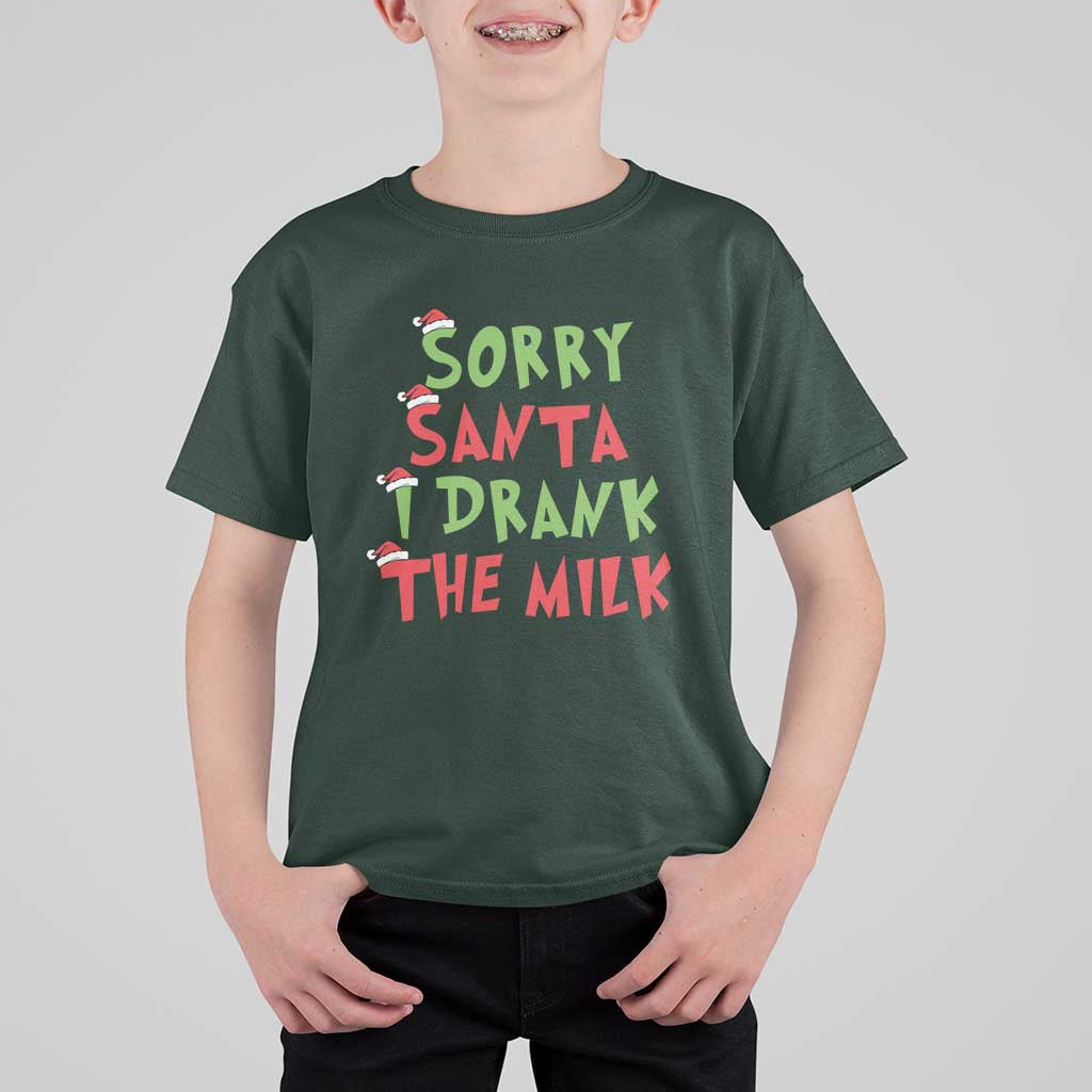 Christmas Baby T Shirt For Kid Sorry Santa I Drank The Milk Santa Hat - Wonder Print Shop