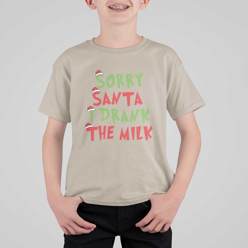 Christmas Baby T Shirt For Kid Sorry Santa I Drank The Milk Santa Hat - Wonder Print Shop