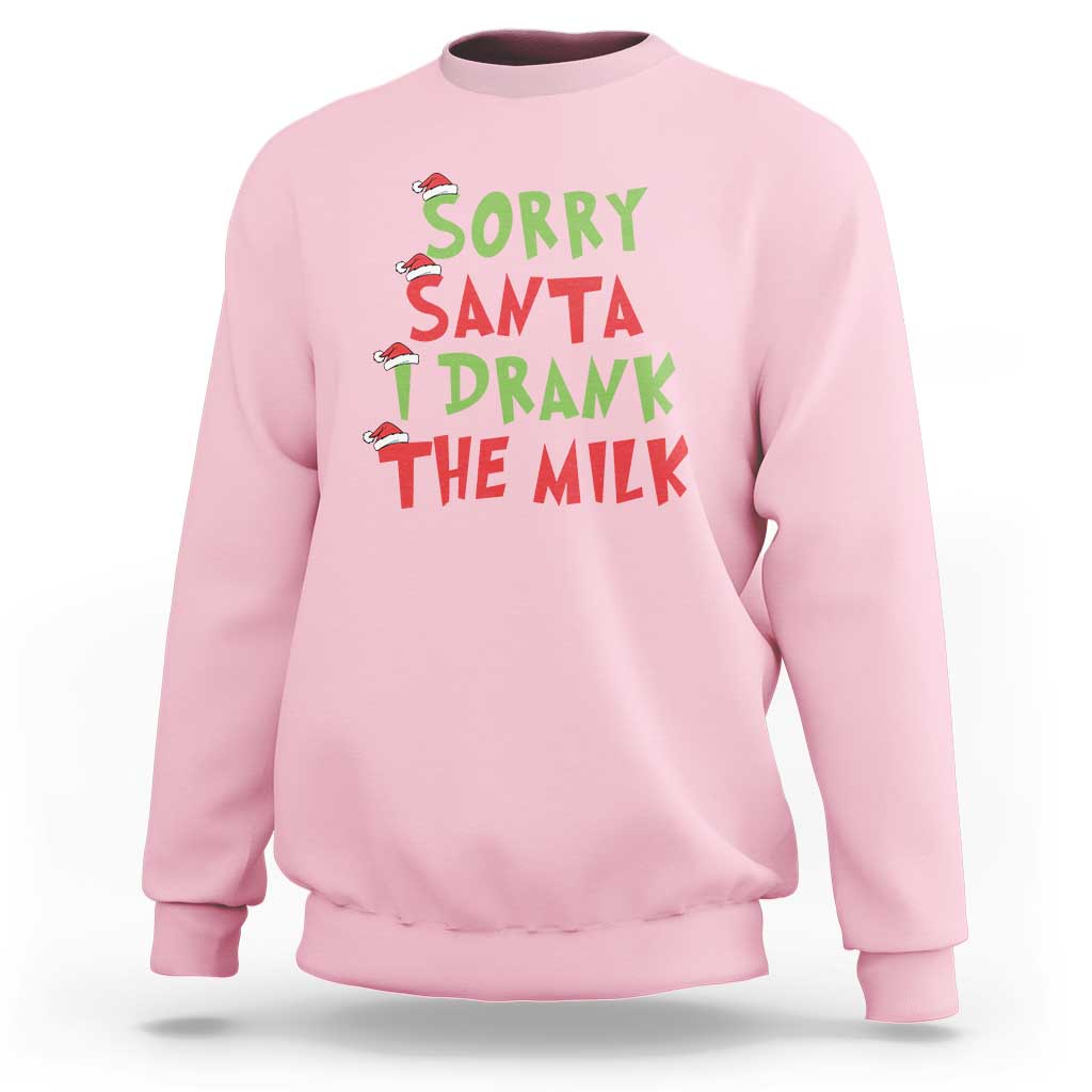 Christmas Baby Sweatshirt Sorry Santa I Drank The Milk Santa Hat - Wonder Print Shop
