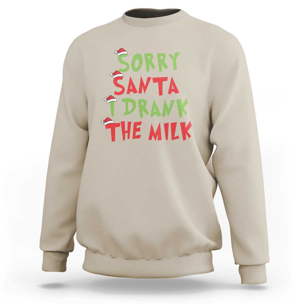 Christmas Baby Sweatshirt Sorry Santa I Drank The Milk Santa Hat - Wonder Print Shop