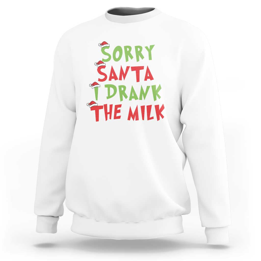 Christmas Baby Sweatshirt Sorry Santa I Drank The Milk Santa Hat - Wonder Print Shop