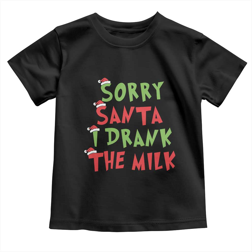 Christmas Baby Toddler T Shirt Sorry Santa I Drank The Milk Santa Hat