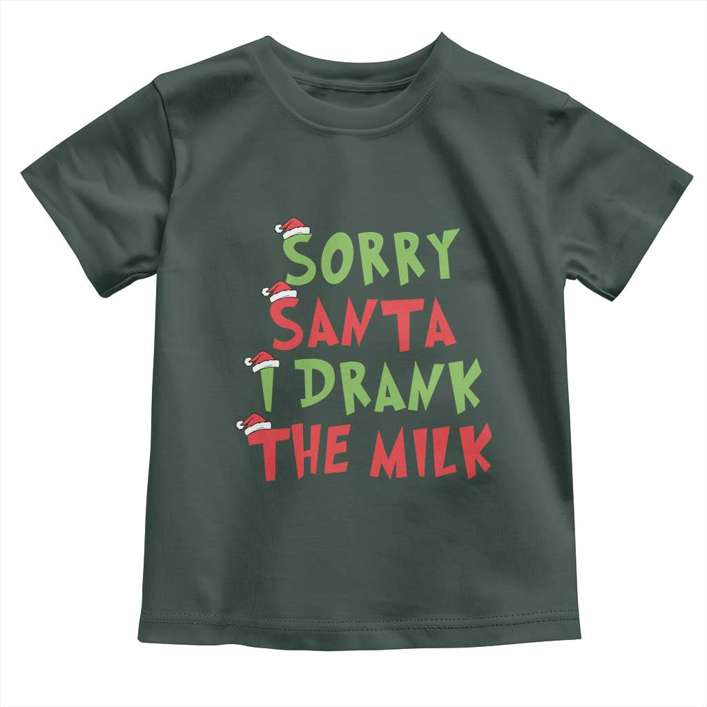 Christmas Baby Toddler T Shirt Sorry Santa I Drank The Milk Santa Hat