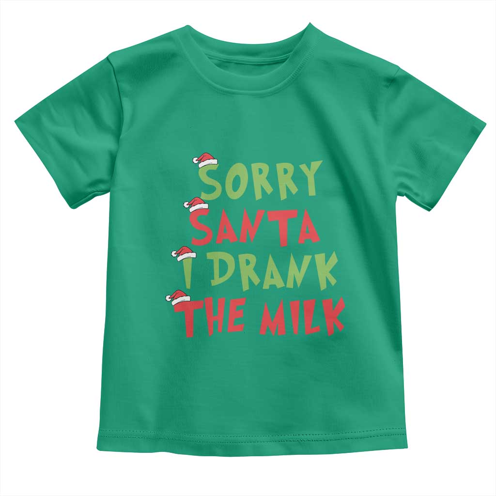 Christmas Baby Toddler T Shirt Sorry Santa I Drank The Milk Santa Hat