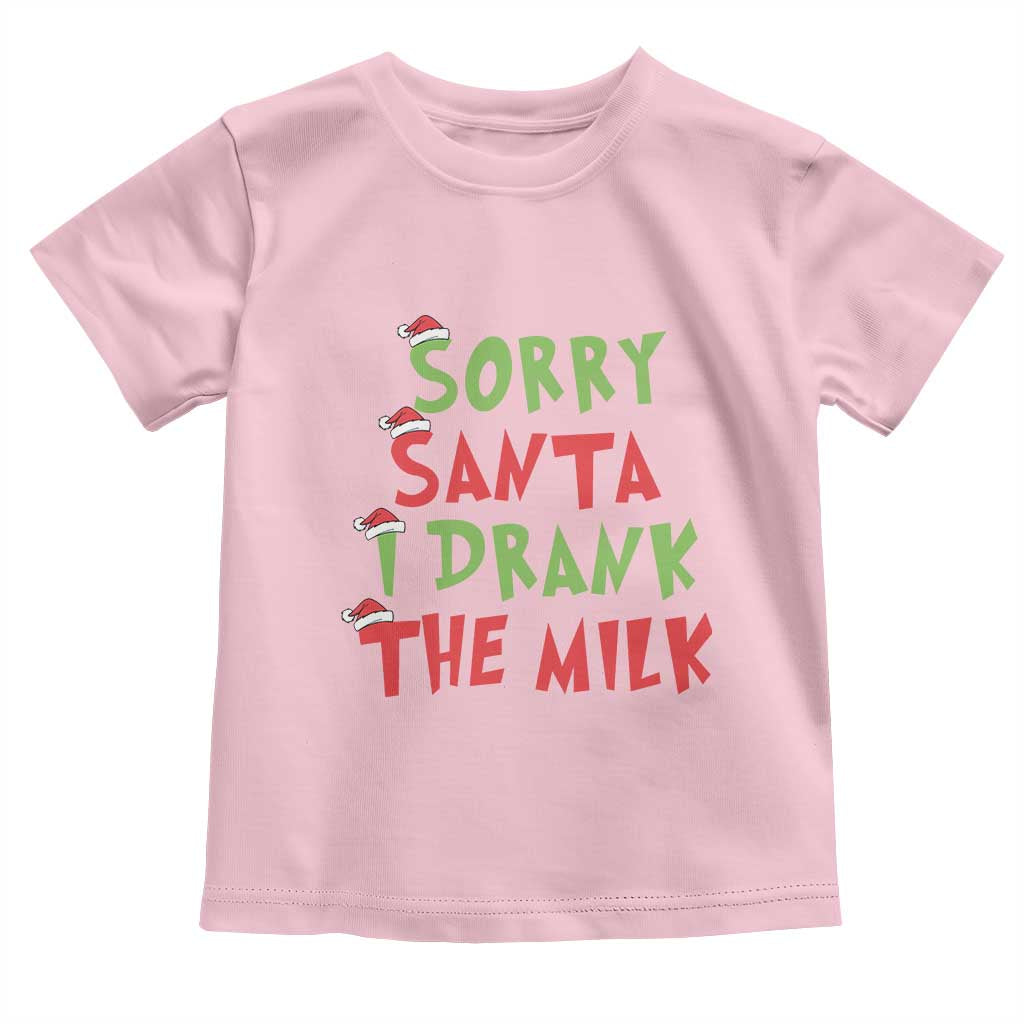 Christmas Baby Toddler T Shirt Sorry Santa I Drank The Milk Santa Hat
