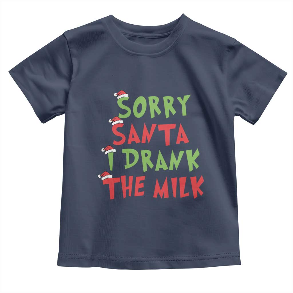 Christmas Baby Toddler T Shirt Sorry Santa I Drank The Milk Santa Hat