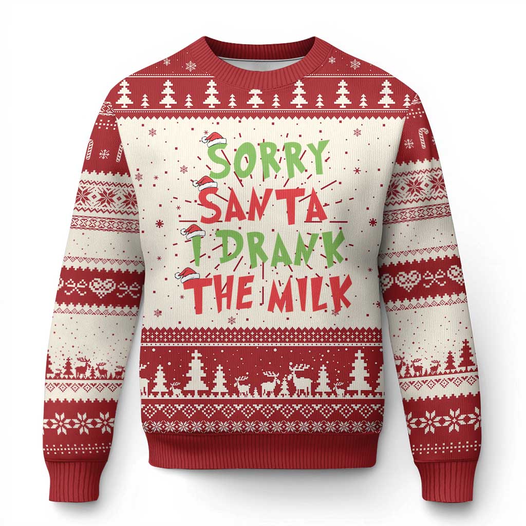 Baby Ugly Christmas Sweater Sorry Santa I Drank The Milk Santa Hat - Wonder Print Shop