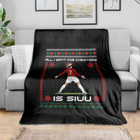 All I Want For Christmas Is Siuu Throw Blanket Funny Ugly Xmas Sport Fans - Wonder Print Shop