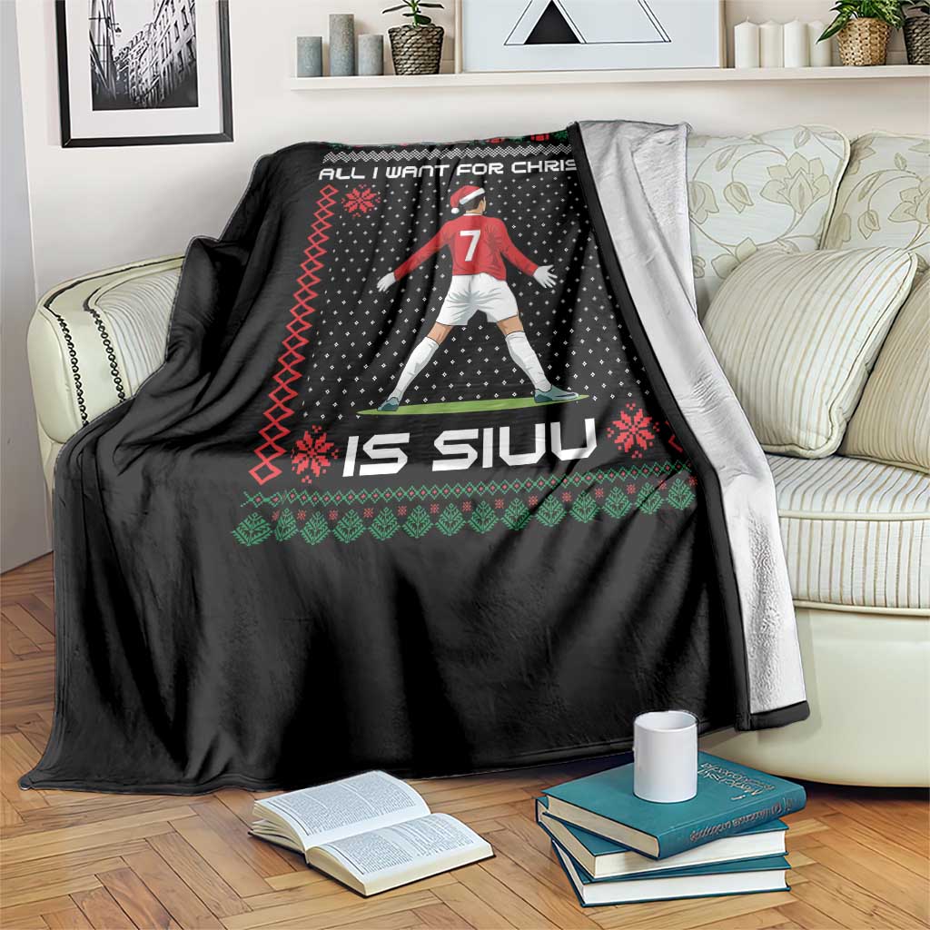 All I Want For Christmas Is Siuu Throw Blanket Funny Ugly Xmas Sport Fans - Wonder Print Shop