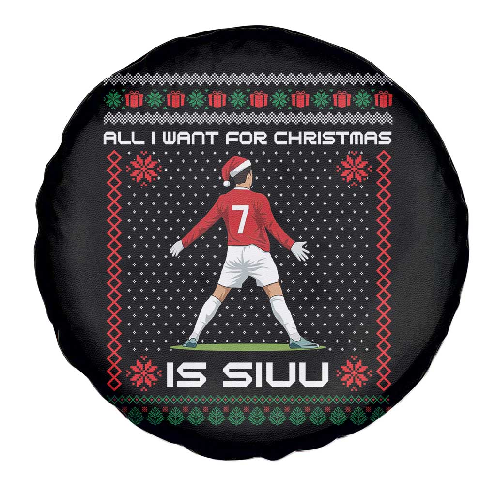 All I Want For Christmas Is Siuu Spare Tire Cover Funny Ugly Xmas Sport Fans - Wonder Print Shop
