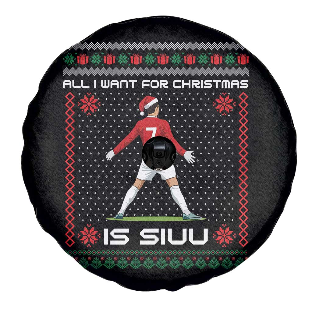 All I Want For Christmas Is Siuu Spare Tire Cover Funny Ugly Xmas Sport Fans - Wonder Print Shop