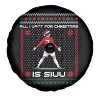 All I Want For Christmas Is Siuu Spare Tire Cover Funny Ugly Xmas Sport Fans - Wonder Print Shop