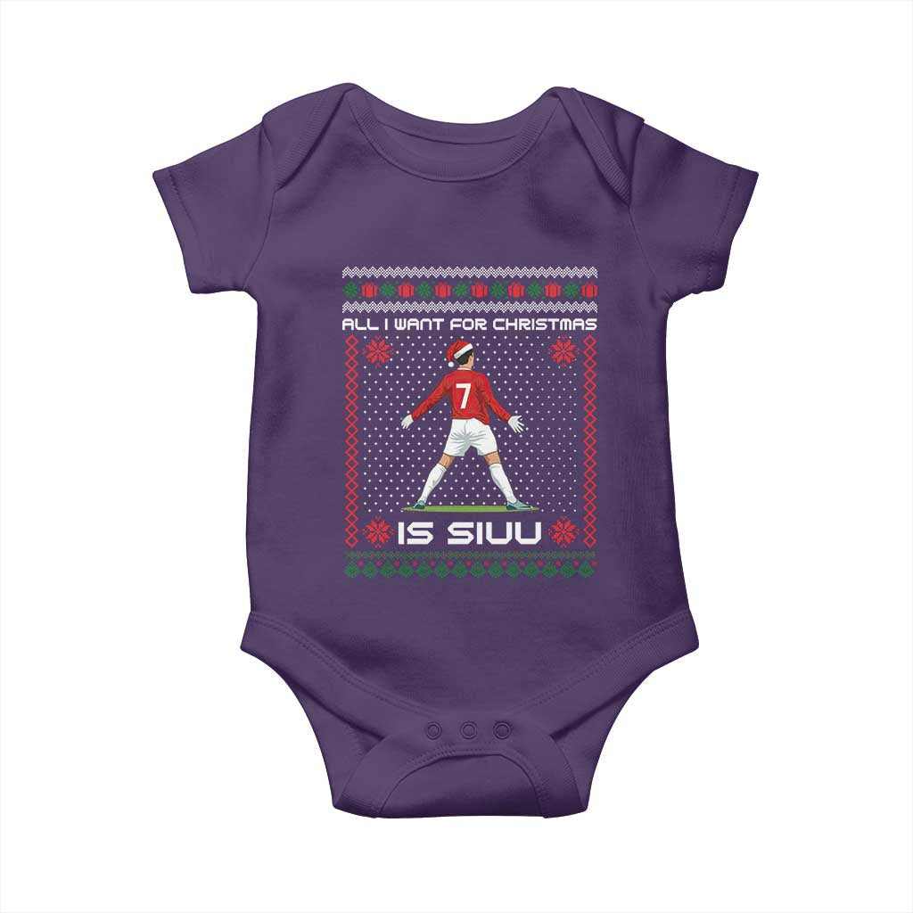 All I Want For Christmas Is Siuu Baby Onesie Funny Ugly Xmas Sport Fans - Wonder Print Shop