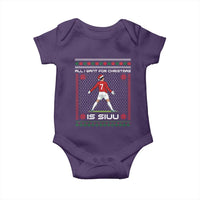 All I Want For Christmas Is Siuu Baby Onesie Funny Ugly Xmas Sport Fans - Wonder Print Shop