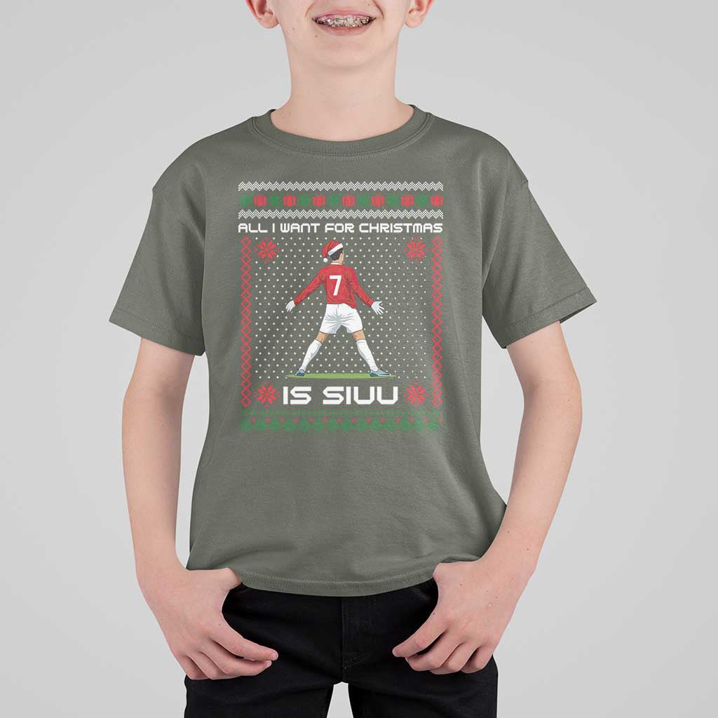 All I Want For Christmas Is Siuu T Shirt For Kid Funny Ugly Xmas Sport Fans - Wonder Print Shop