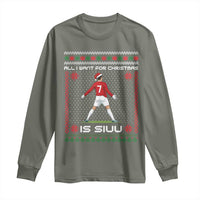 All I Want For Christmas Is Siuu Long Sleeve Shirt Funny Ugly Xmas Sport Fans - Wonder Print Shop