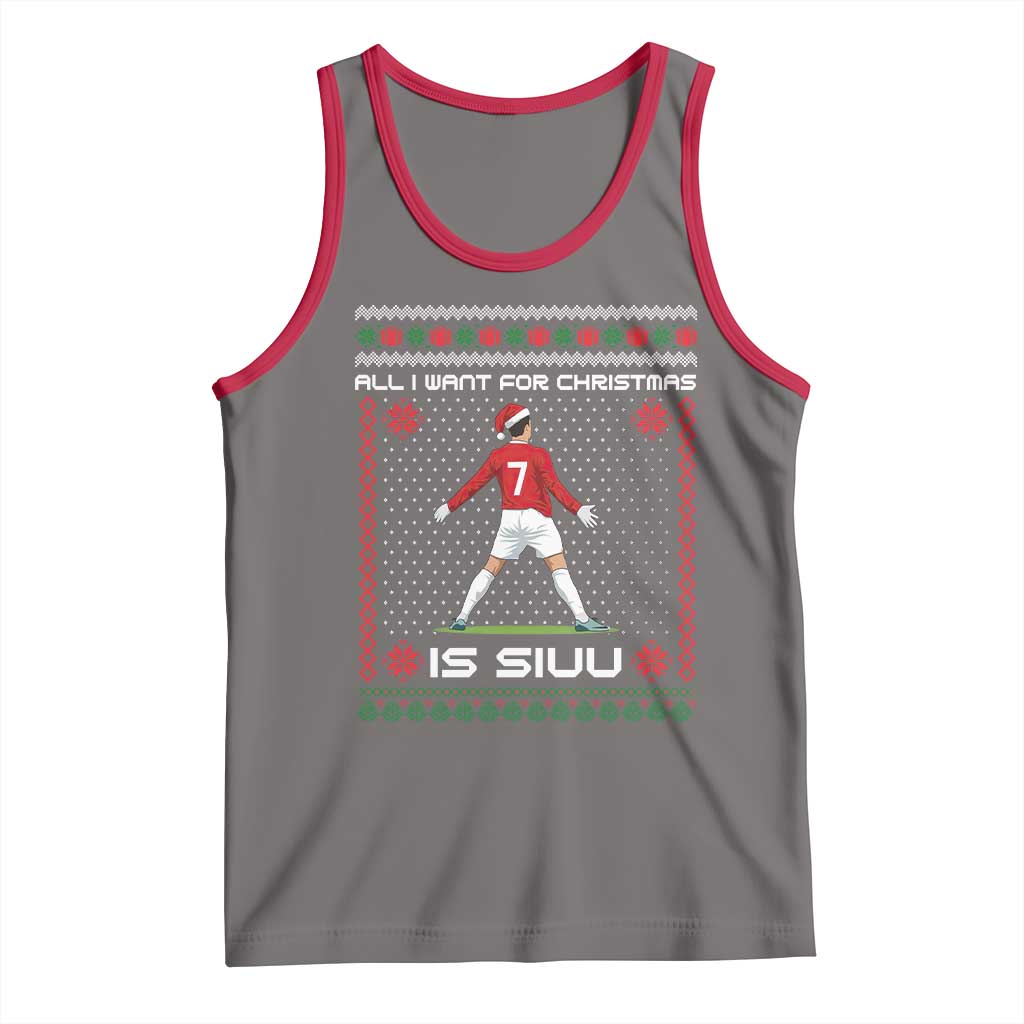 All I Want For Christmas Is Siuu Tank Top Funny Ugly Xmas Sport Fans - Wonder Print Shop