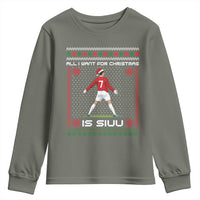 All I Want For Christmas Is Siuu Youth Sweatshirt Funny Ugly Xmas Sport Fans - Wonder Print Shop