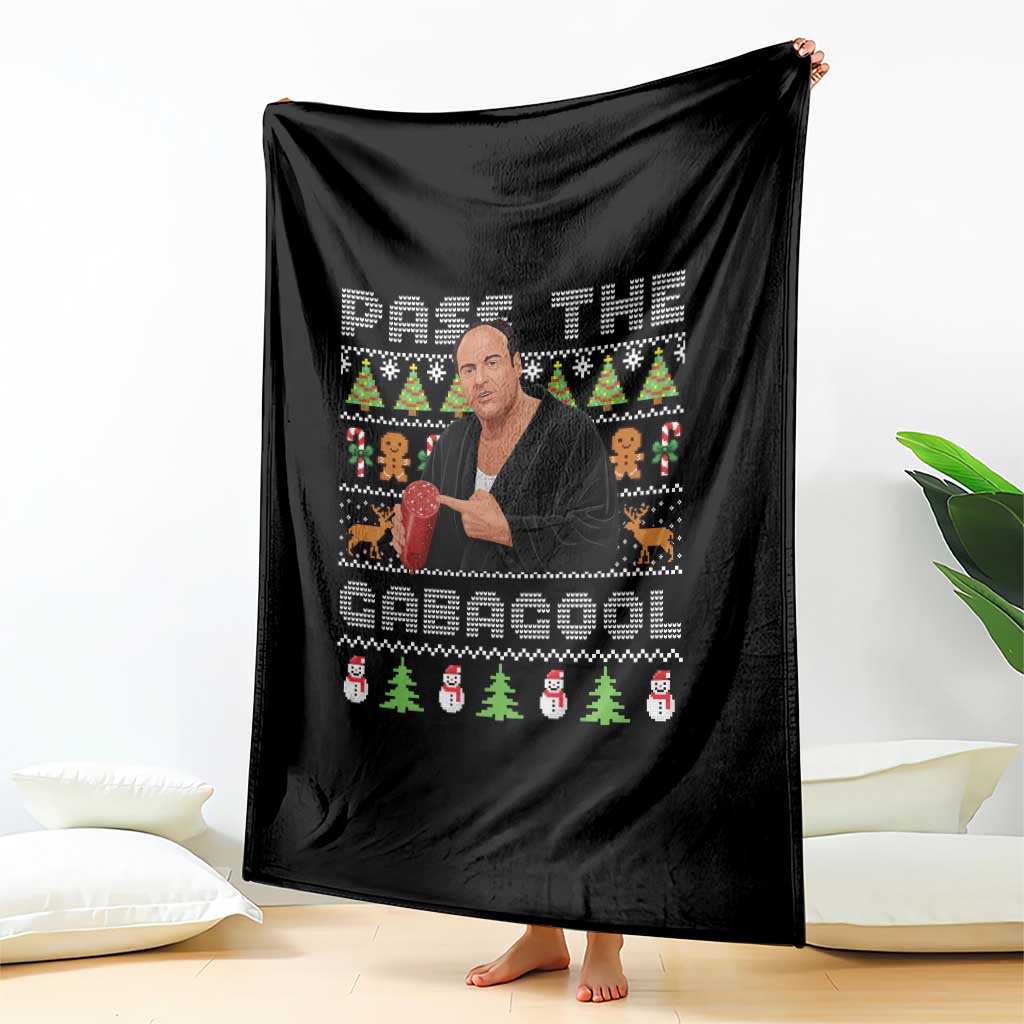 Christmas Pass The Gabagool Throw Blanket Retro TV Show Funny Ugly Xmas - Wonder Print Shop