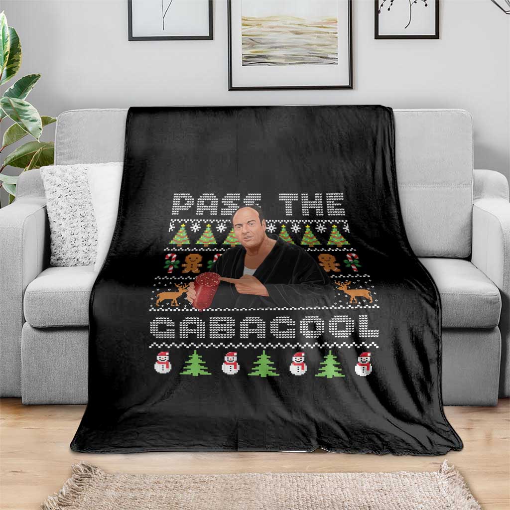 Christmas Pass The Gabagool Throw Blanket Retro TV Show Funny Ugly Xmas - Wonder Print Shop