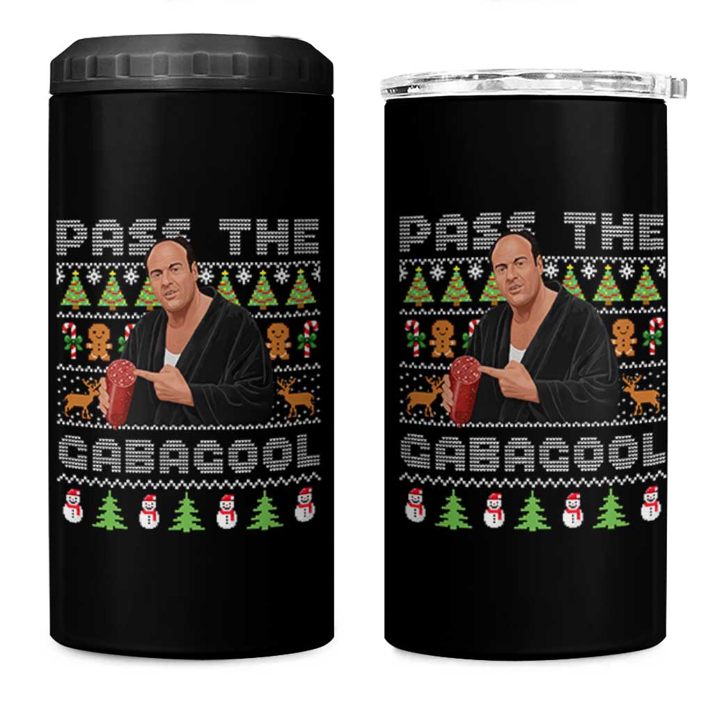 Christmas Pass The Gabagool 4 in 1 Can Cooler Tumbler Retro TV Show Funny Ugly Xmas - Wonder Print Shop
