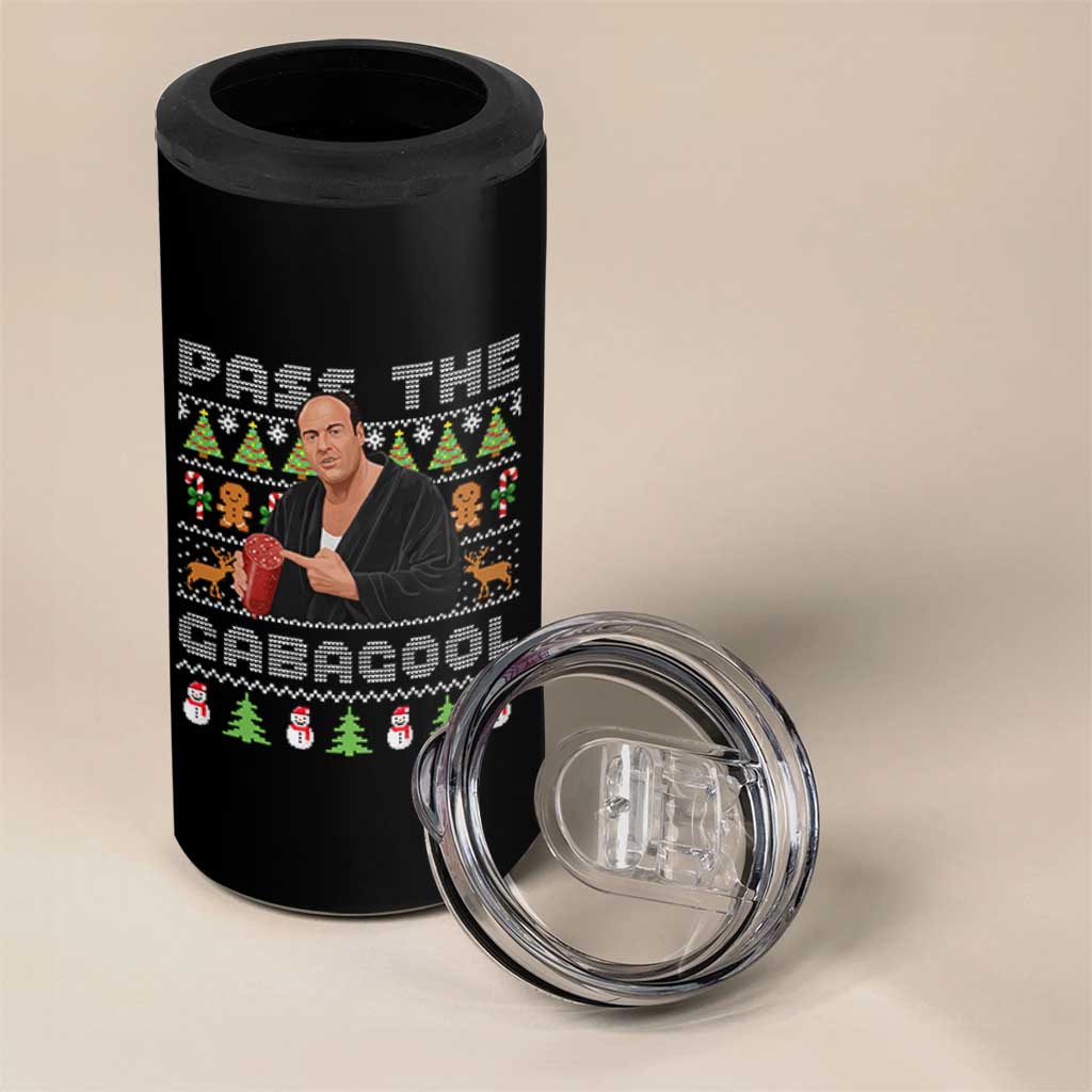 Christmas Pass The Gabagool 4 in 1 Can Cooler Tumbler Retro TV Show Funny Ugly Xmas - Wonder Print Shop