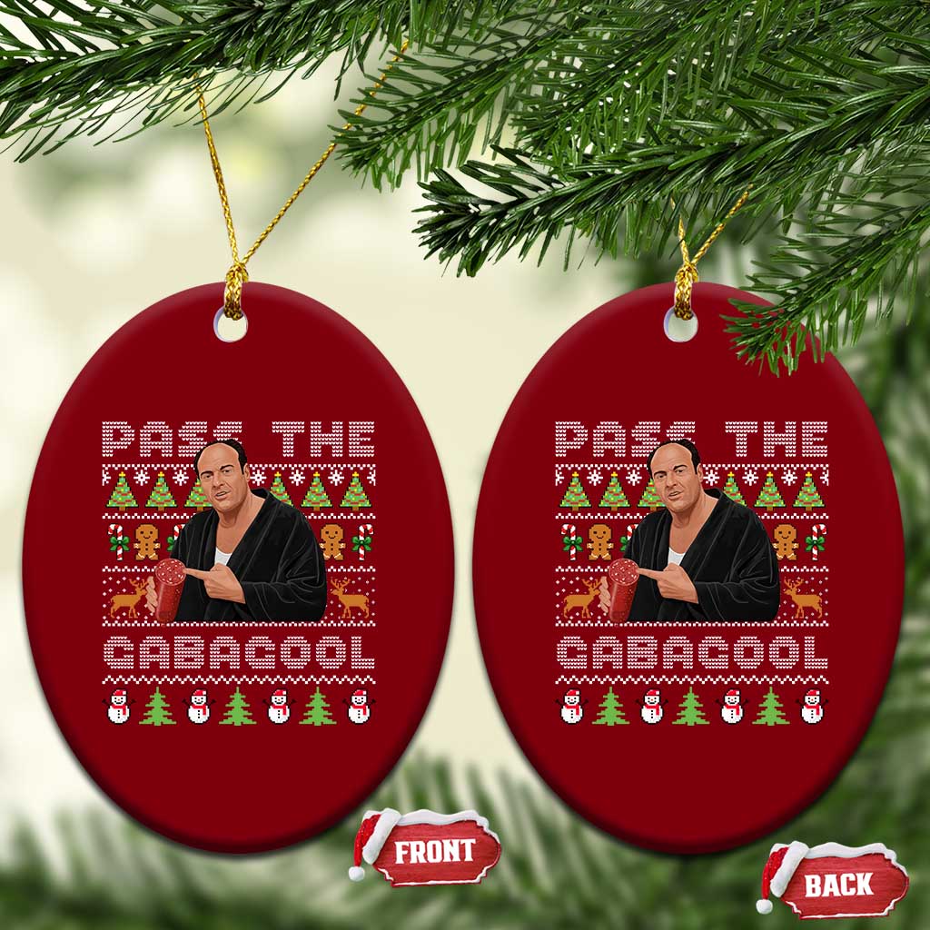 Christmas Pass The Gabagool Ceramic Ornament Retro TV Show Funny Ugly Xmas - Wonder Print Shop