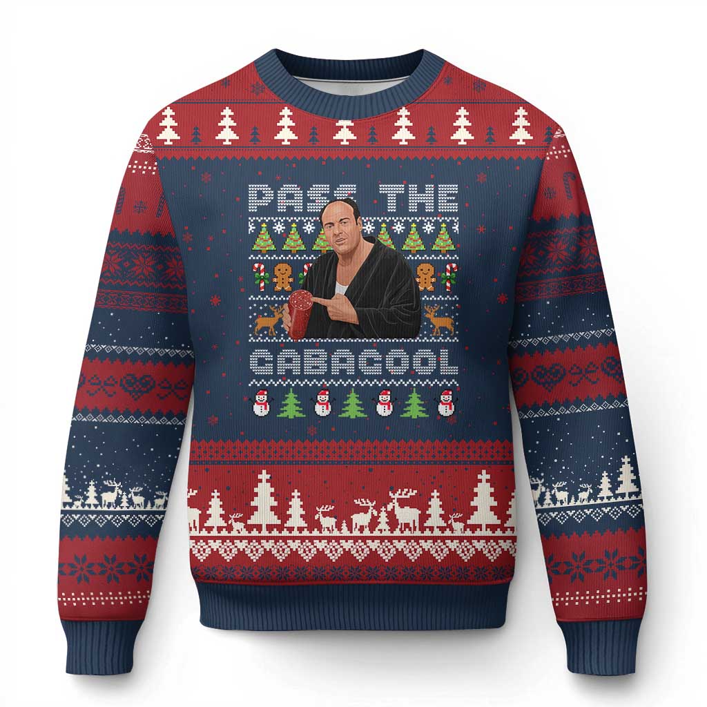 Christmas Pass The Gabagool Ugly Christmas Sweater Retro TV Show Funny Ugly Xmas - Wonder Print Shop