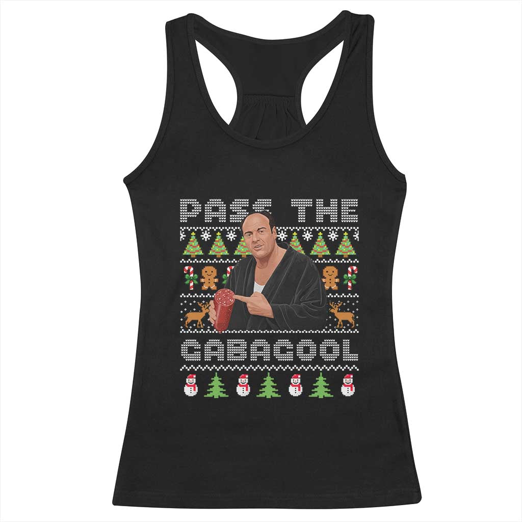 Christmas Pass The Gabagool Racerback Tank Top Retro TV Show Funny Ugly Xmas - Wonder Print Shop