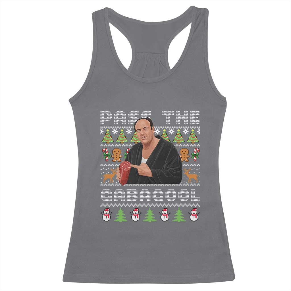 Christmas Pass The Gabagool Racerback Tank Top Retro TV Show Funny Ugly Xmas - Wonder Print Shop