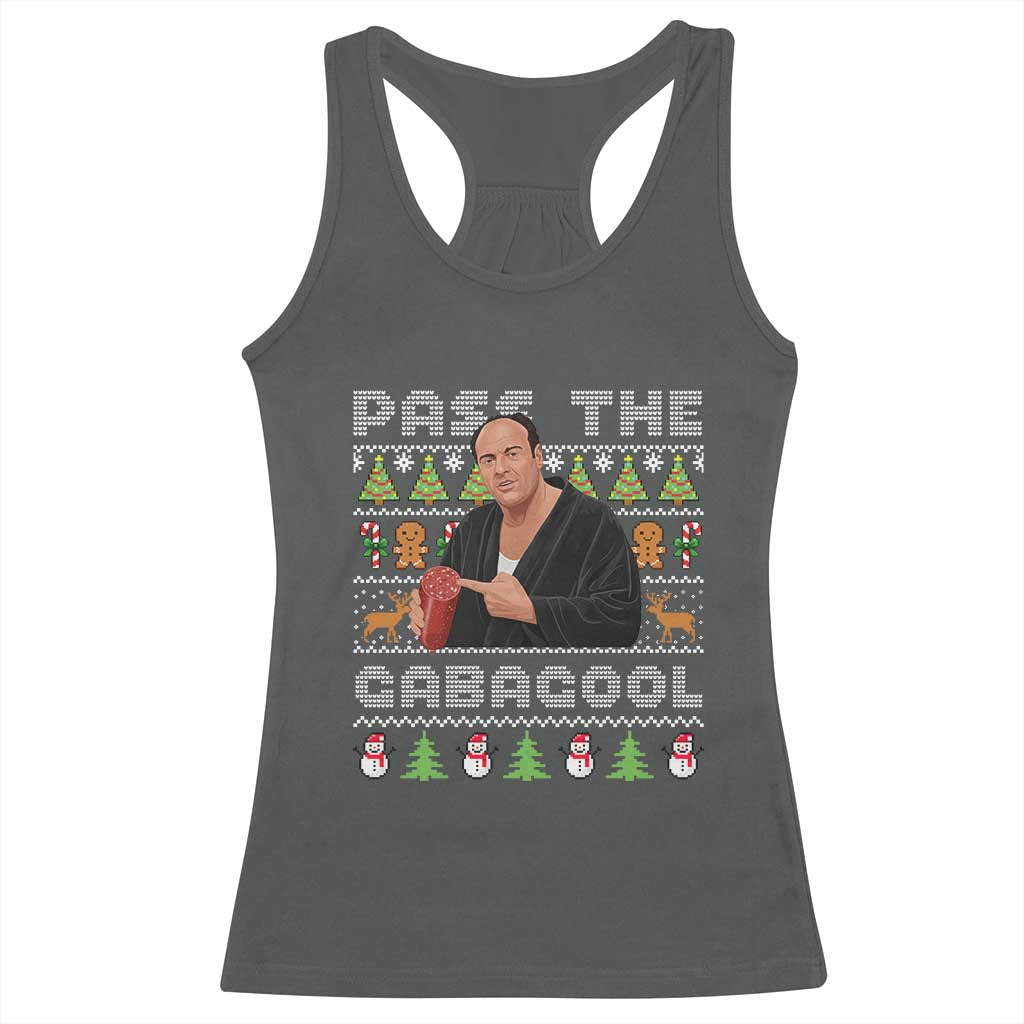 Christmas Pass The Gabagool Racerback Tank Top Retro TV Show Funny Ugly Xmas - Wonder Print Shop