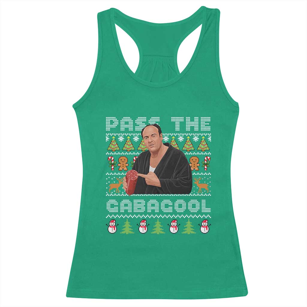 Christmas Pass The Gabagool Racerback Tank Top Retro TV Show Funny Ugly Xmas - Wonder Print Shop