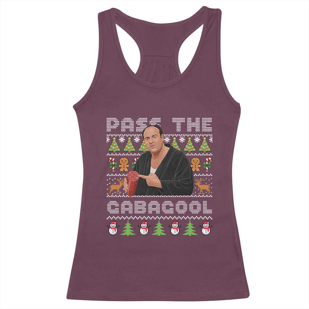 Christmas Pass The Gabagool Racerback Tank Top Retro TV Show Funny Ugly Xmas - Wonder Print Shop