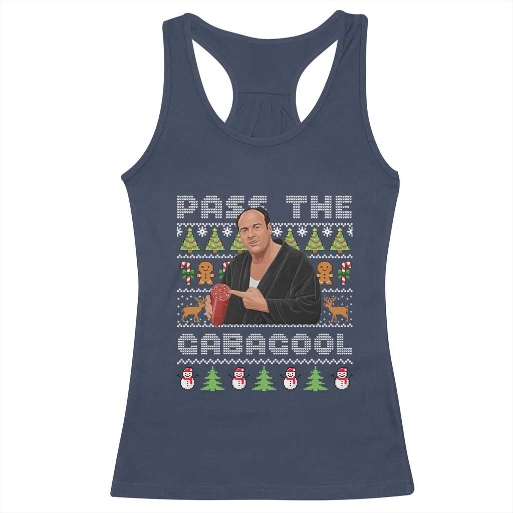 Christmas Pass The Gabagool Racerback Tank Top Retro TV Show Funny Ugly Xmas - Wonder Print Shop