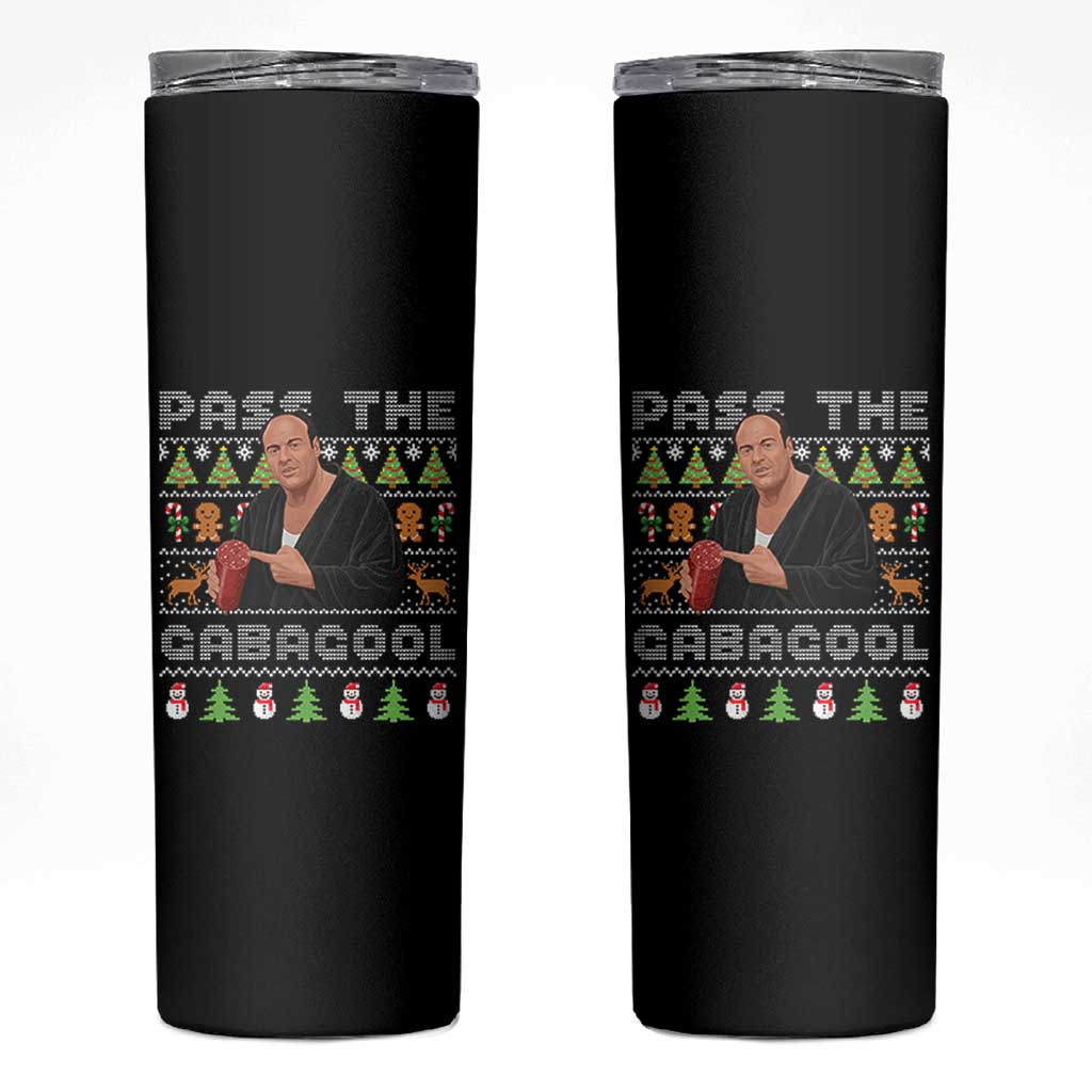 Christmas Pass The Gabagool Skinny Tumbler Retro TV Show Funny Ugly Xmas - Wonder Print Shop