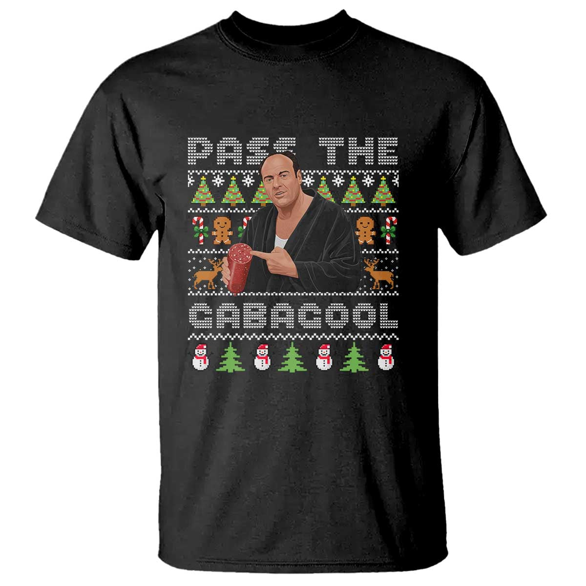 Christmas Pass The Gabagool T Shirt Retro TV Show Funny Ugly Xmas - Wonder Print Shop