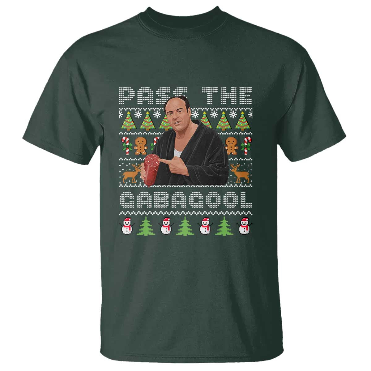 Christmas Pass The Gabagool T Shirt Retro TV Show Funny Ugly Xmas - Wonder Print Shop