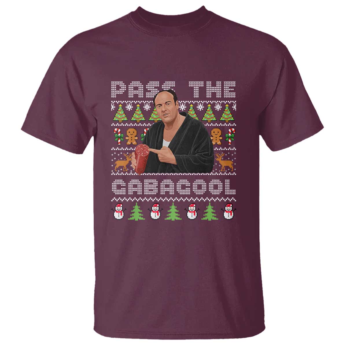 Christmas Pass The Gabagool T Shirt Retro TV Show Funny Ugly Xmas - Wonder Print Shop