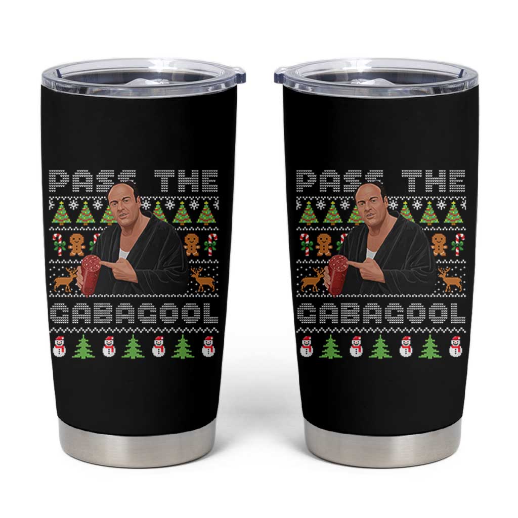 Christmas Pass The Gabagool Tumbler Cup Retro TV Show Funny Ugly Xmas - Wonder Print Shop