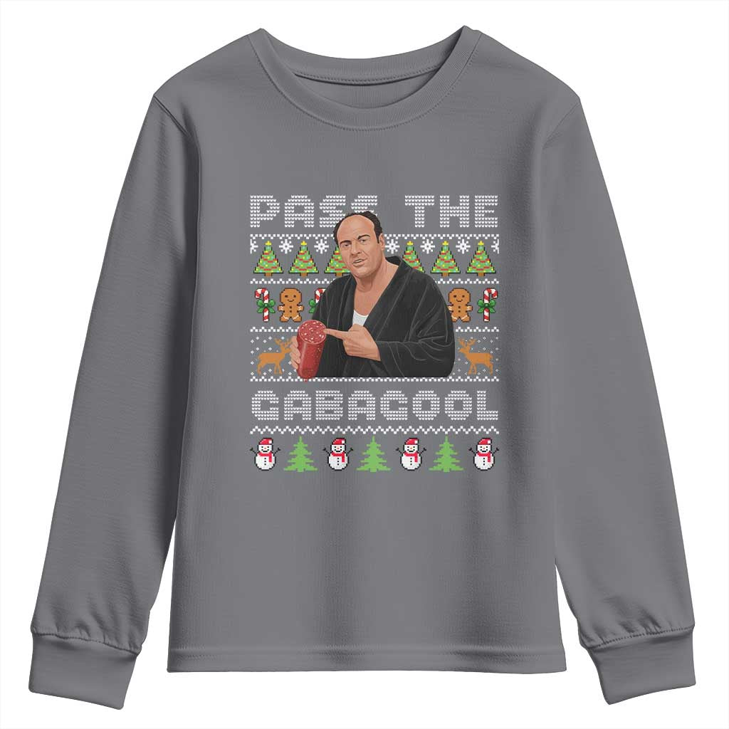 Christmas Pass The Gabagool Youth Sweatshirt Retro TV Show Funny Ugly Xmas - Wonder Print Shop