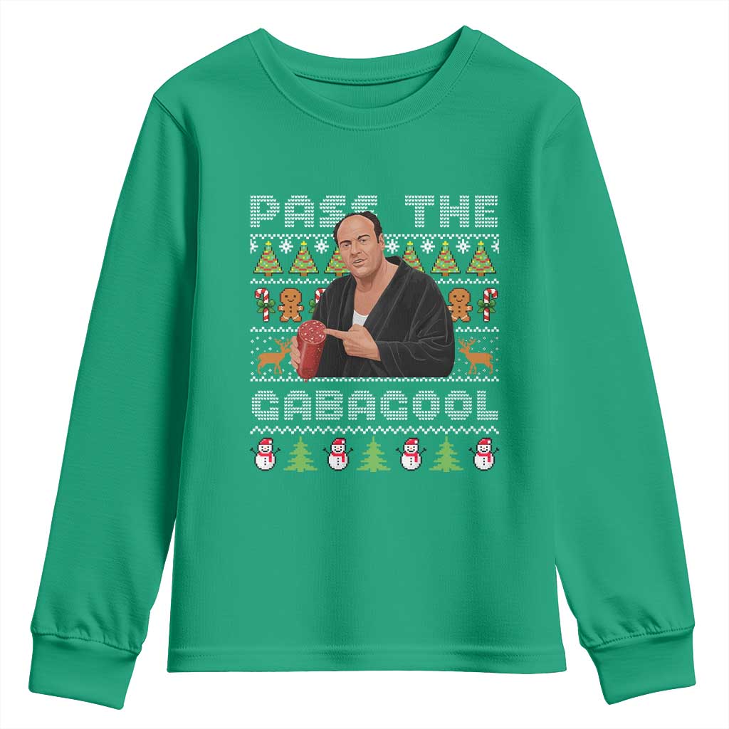 Christmas Pass The Gabagool Youth Sweatshirt Retro TV Show Funny Ugly Xmas - Wonder Print Shop