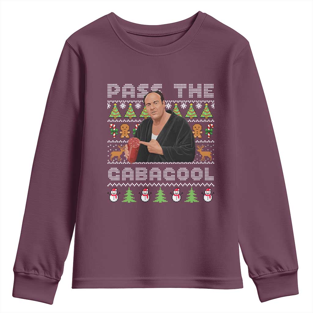 Christmas Pass The Gabagool Youth Sweatshirt Retro TV Show Funny Ugly Xmas - Wonder Print Shop
